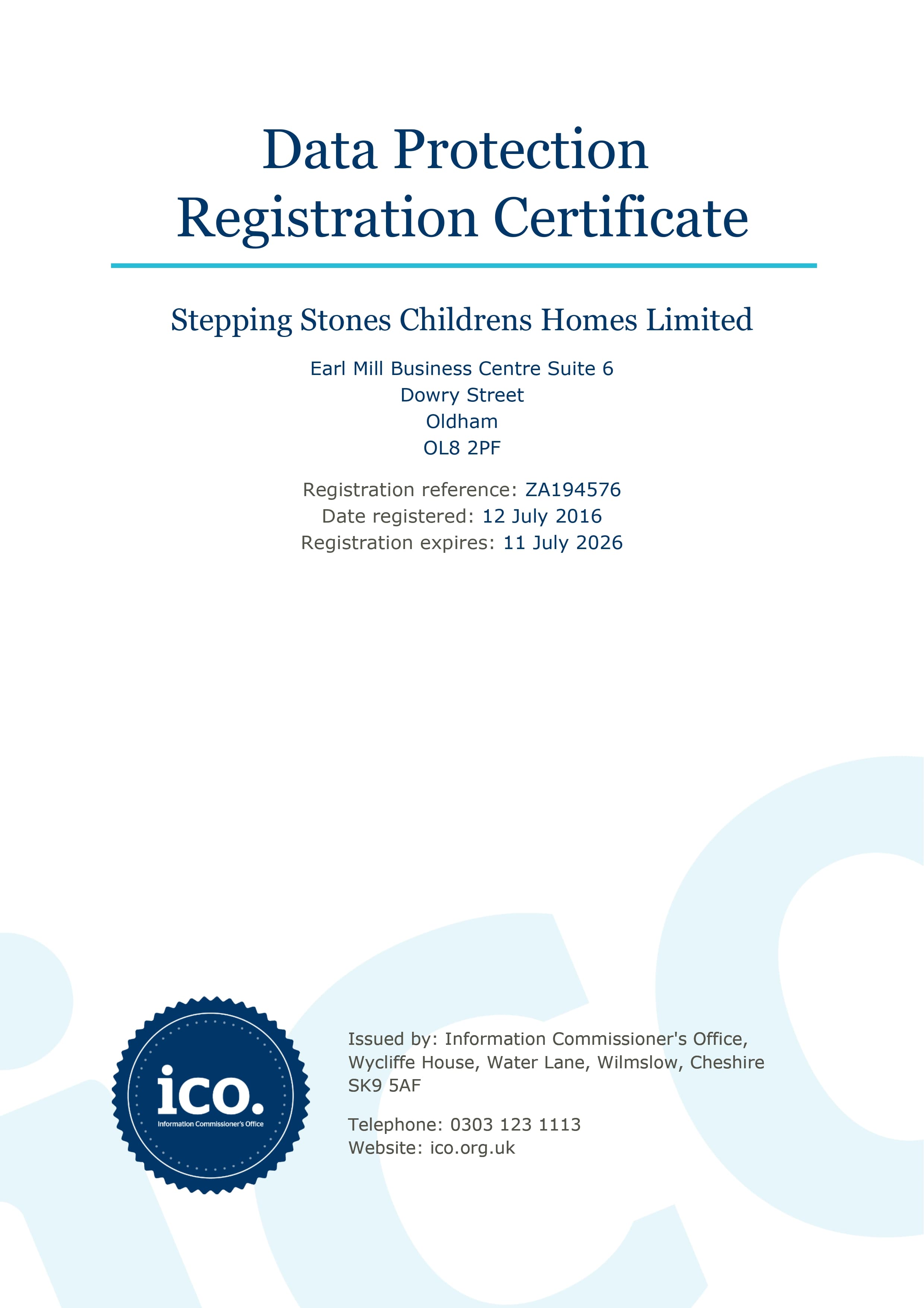 Ofsted Certificate